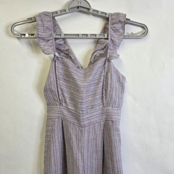 Anthropologie Stripe ruffle linen wideleg jumpsuit - Picture 10 of 13